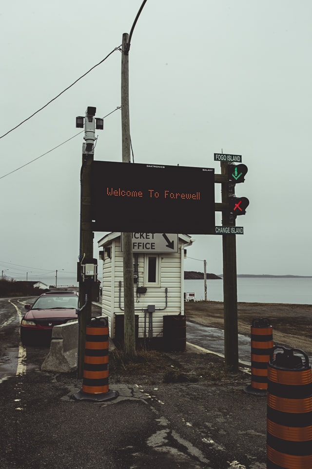 Welcome to Farewell, waiting for the Fogo Island Ferry