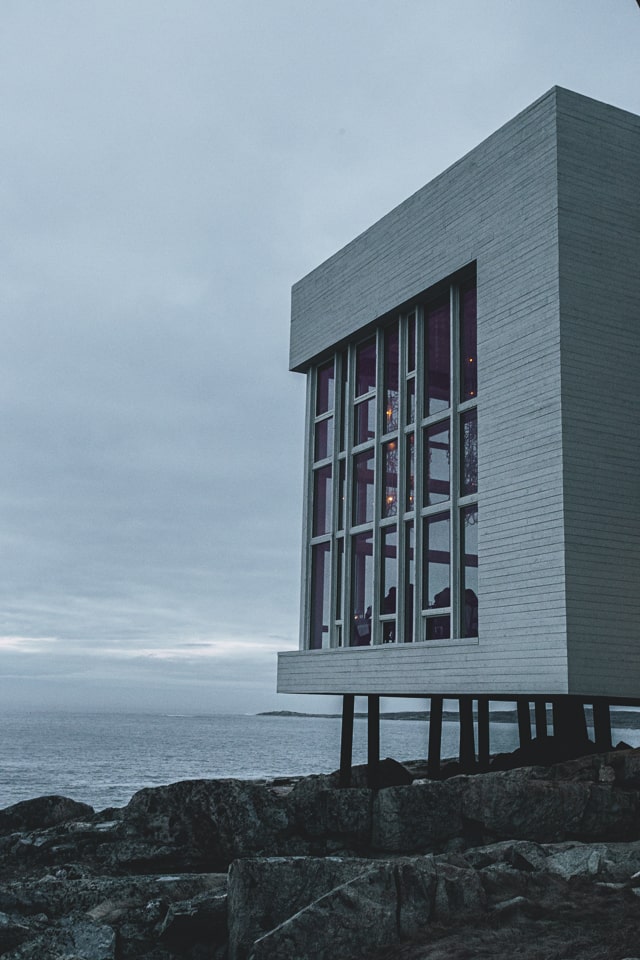 The Fogo Island Inn overlooks the sea