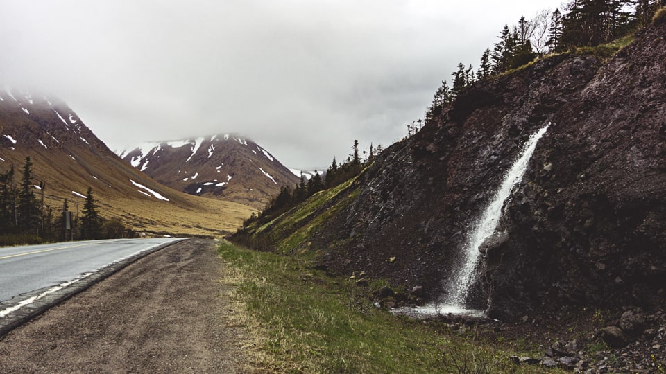Some of the snow starts to melt in early june, creating rivers everywhere