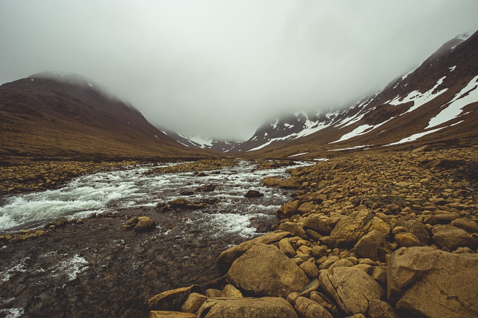 Some whitewaters form with the melt. It's almost the only life in these arid mountains